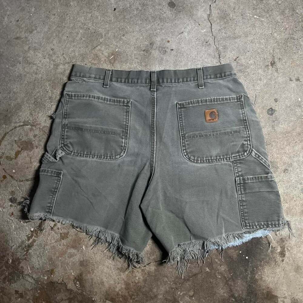 Carhartt Moss Green Distressed Denim Utility Jorts Size 34